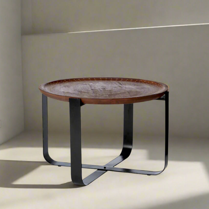Cavalier Mango Wood Coffee Table With Black Iron Legs