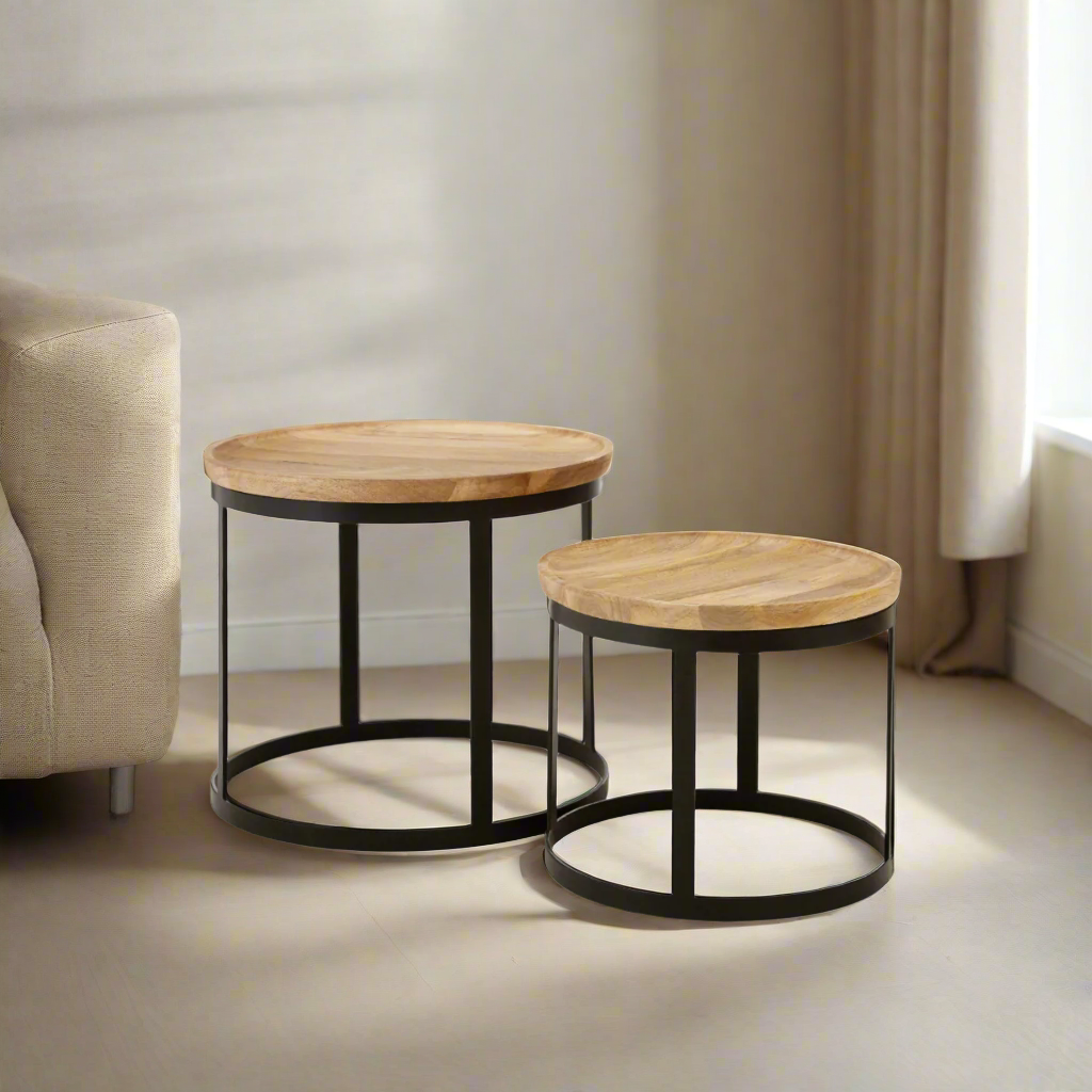 Beatnik Set Of Two Mango Wood Nesting Tables