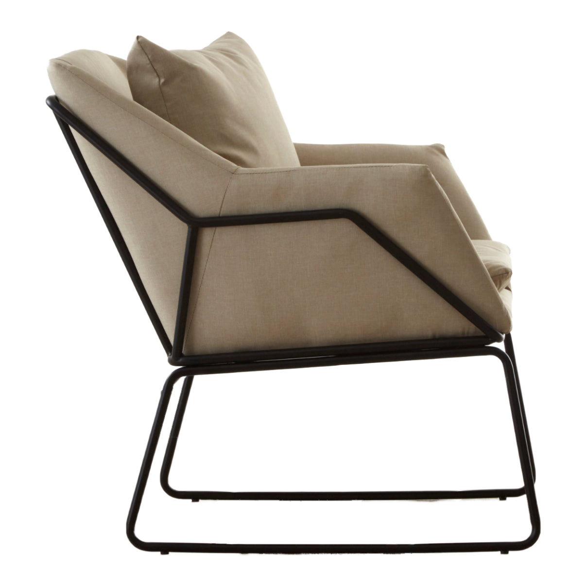 Malmo Stone Armchair With Black Metal Legs