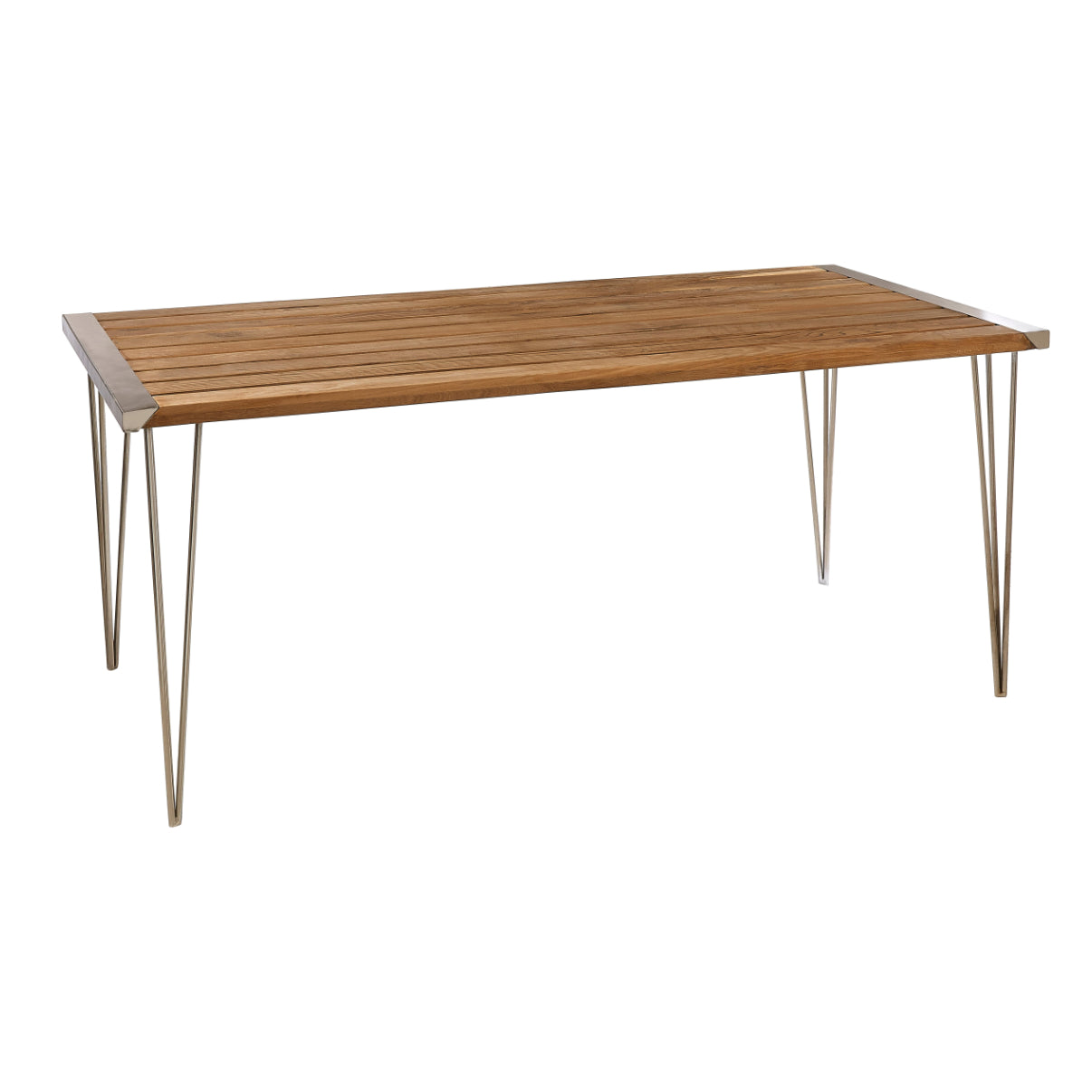 Tamil Teak Wood Dining Table With Metal Legs
