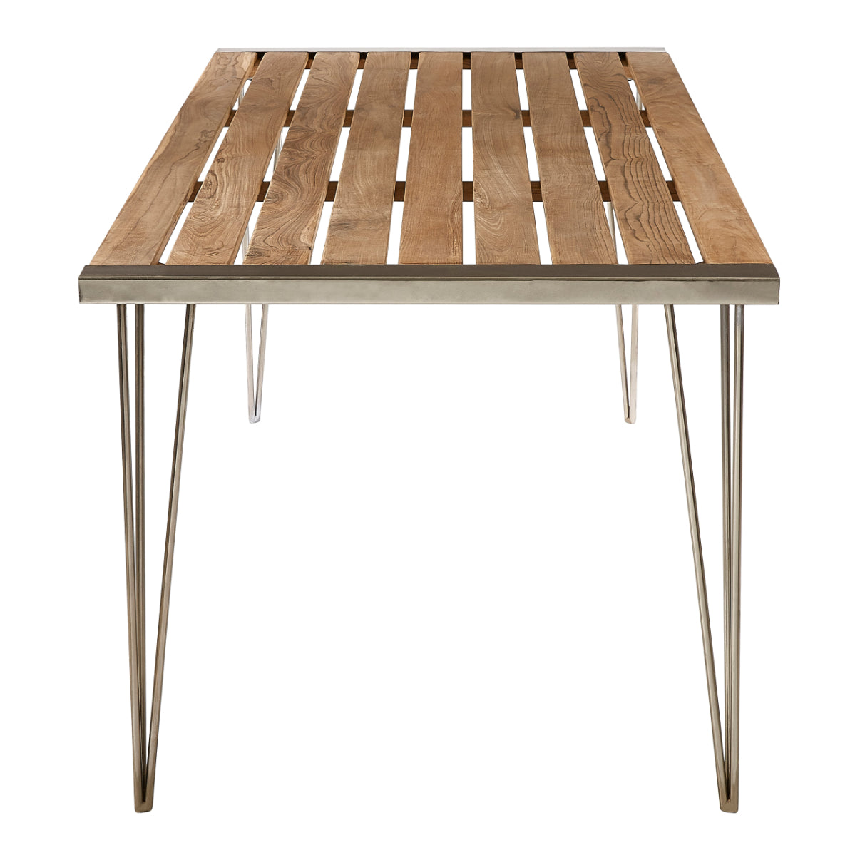 Tamil Teak Wood Dining Table With Metal Legs