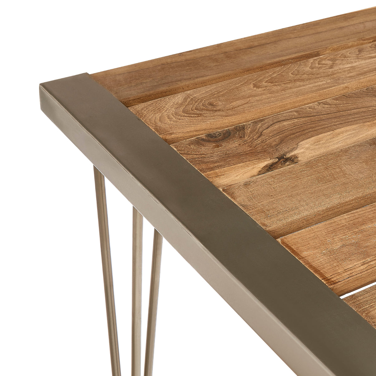 Tamil Teak Wood Dining Table With Metal Legs