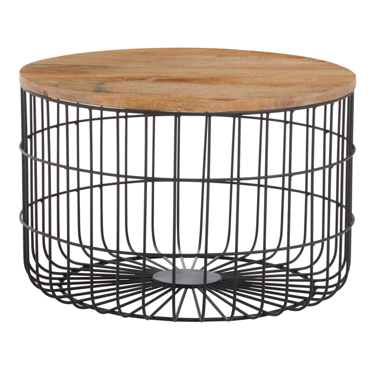 Canon Mango Wood Coffee Table With Black Iron Base