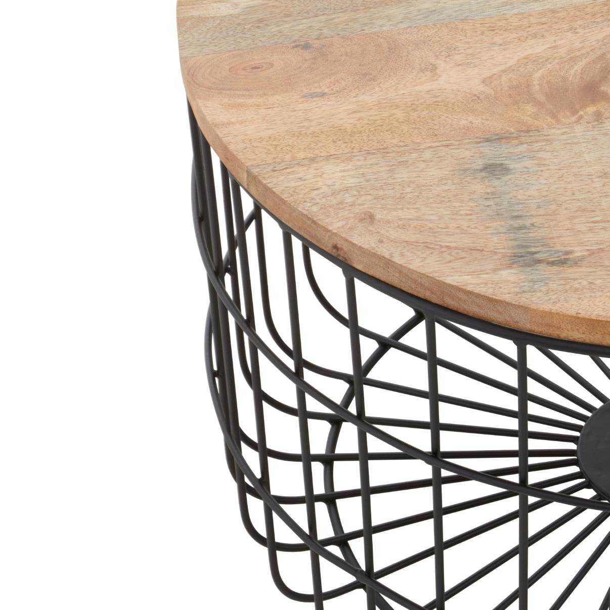 Canon Mango Wood Coffee Table With Black Iron Base