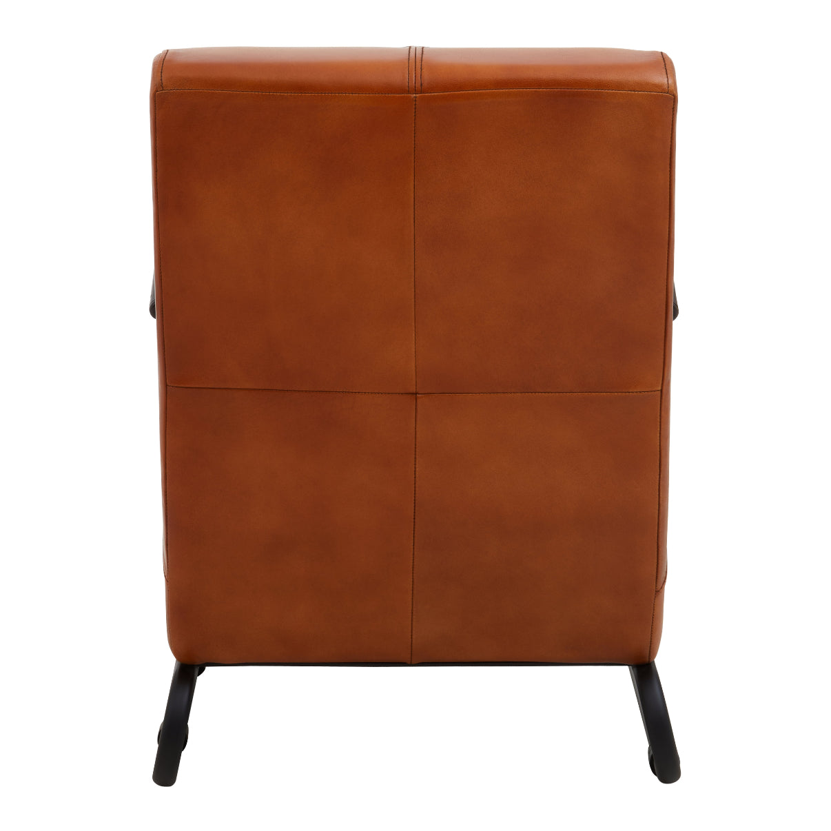 Bovine Tan Leather Armchair With Black Iron Frame