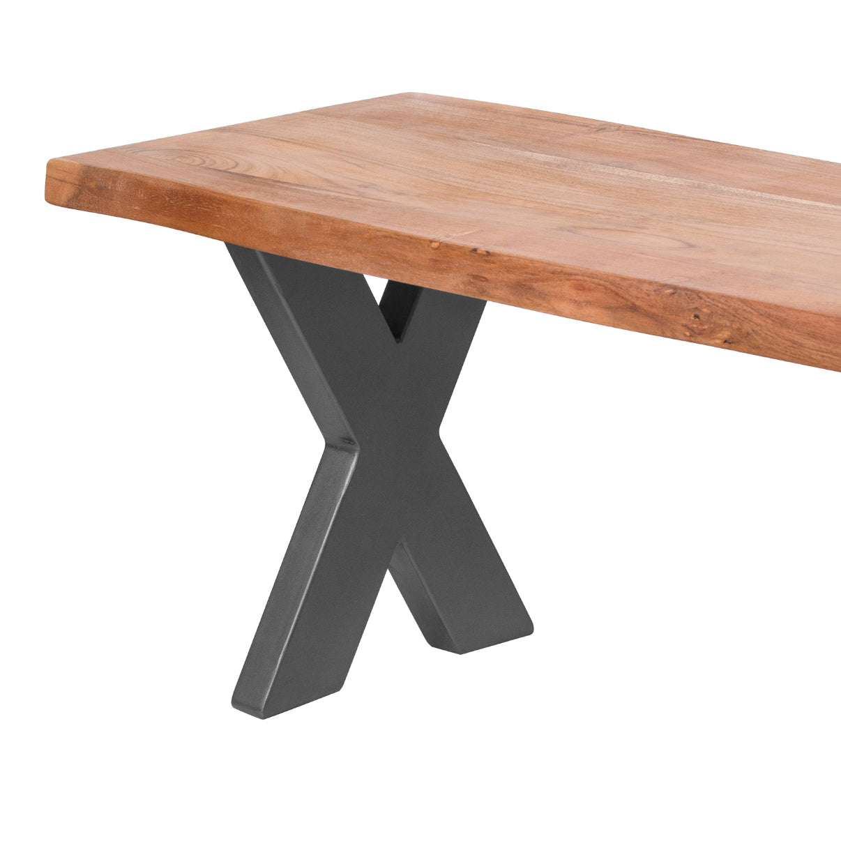 Acacia Wood Bench With Metal Legs