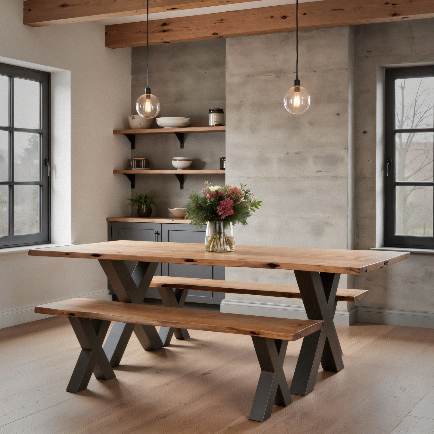 Acacia Wood Dining Table With Metal Legs
