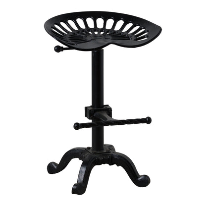 Adjustable Tractor Bar Stool With Black Metal Frame