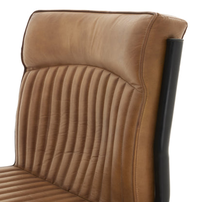 Set of 2 Billy Brown Leather Dining Chairs