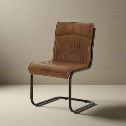 Set of 2 Billy Brown Leather Dining Chairs