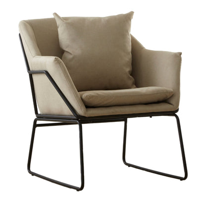 Malmo Stone Armchair With Black Metal Legs