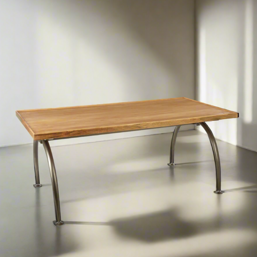 Forge Dining Table With Elm Wood Top