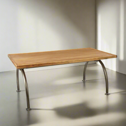 Forge Dining Table With Elm Wood Top
