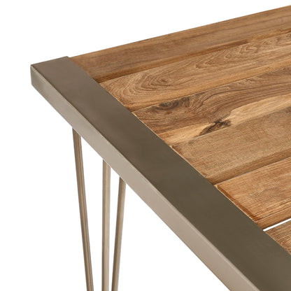 Tamil Teak Wood Dining Table With Metal Legs