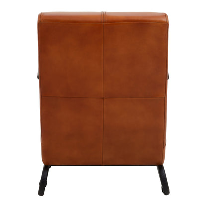 Bovine Tan Leather Armchair With Black Iron Frame