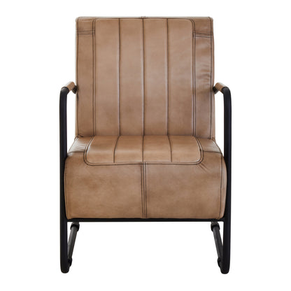 Bovine Grey Leather Armchair With Black Iron Frame