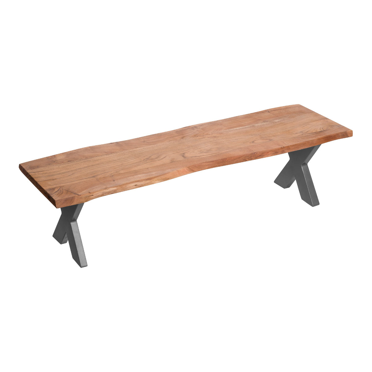 Acacia Wood Bench With Metal Legs