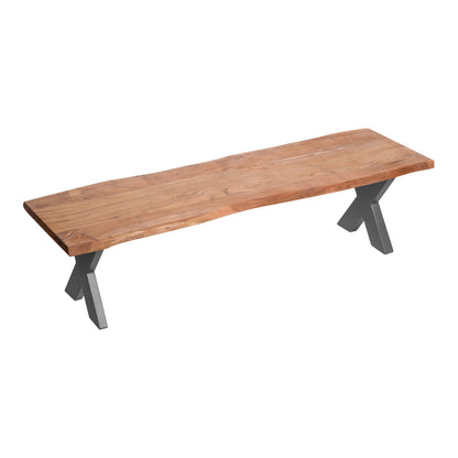 Acacia Wood Bench With Metal Legs